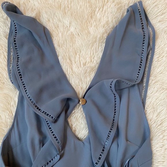 Keepsake Lover’s Holiday Playsuit Light Blue Ruffle Romper Sz Xs - Picture 10 of 10